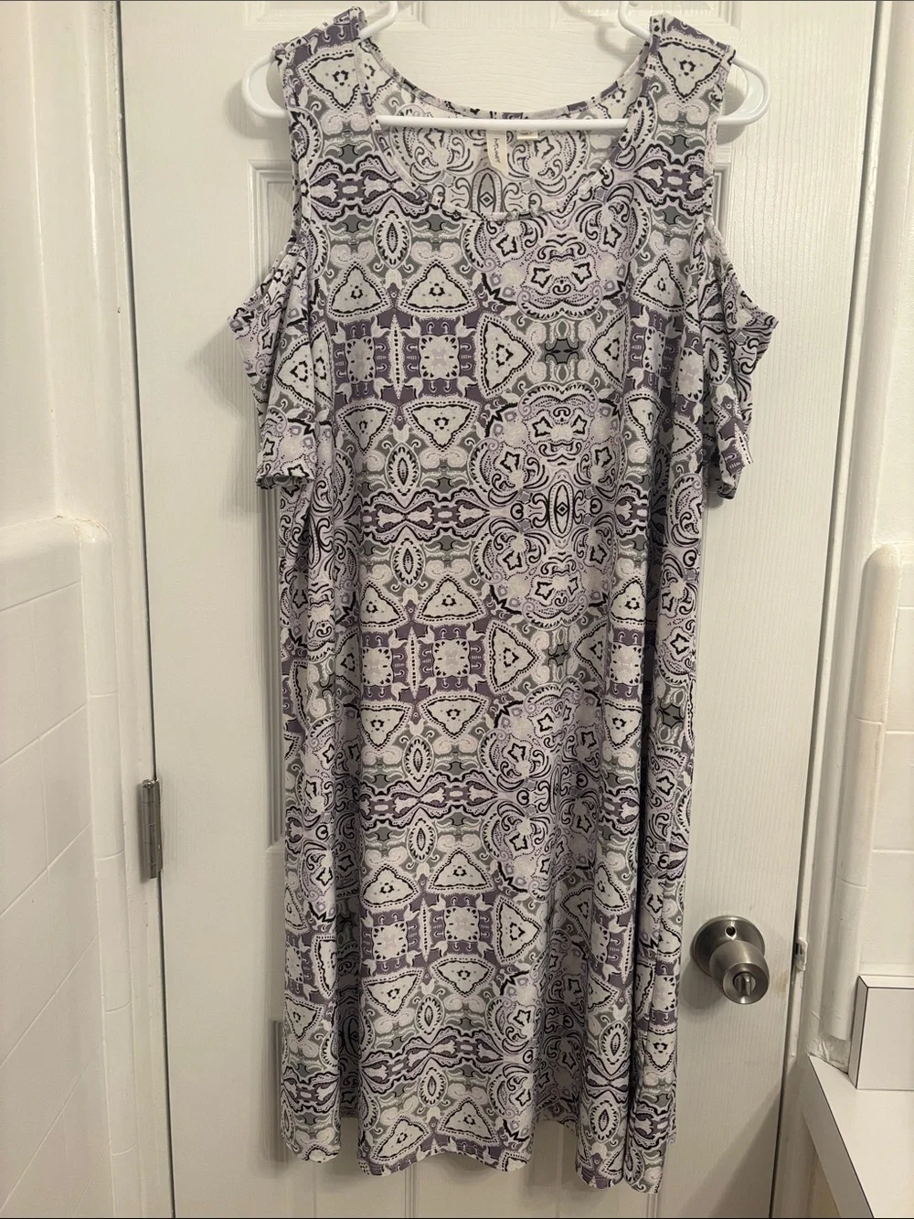 Tacera Lilac Printed Cold-Shoulder Midi Dress